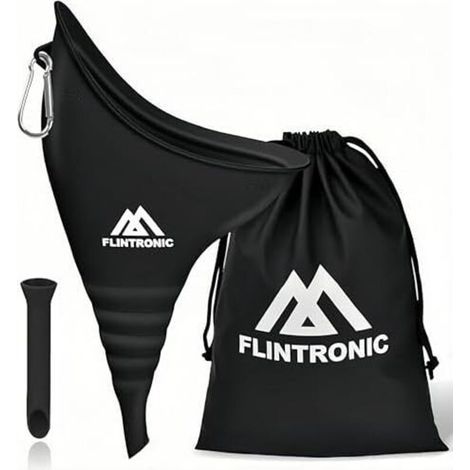 Urinoir Féminin, Réutilisable à Entonnoir en Silicone, Pipi Debout Portable pour Femme, avec Tube d'extension et Mousqueton, Pisse Femme Enceintes, Personnes âgée 1 Noir - A (1/5)