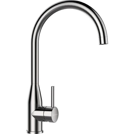 559000EDM Miscelatore monocomando Kavus con beccuccio alto e curvo e comando integrato, in acciaio inox massiccio. (1/5)