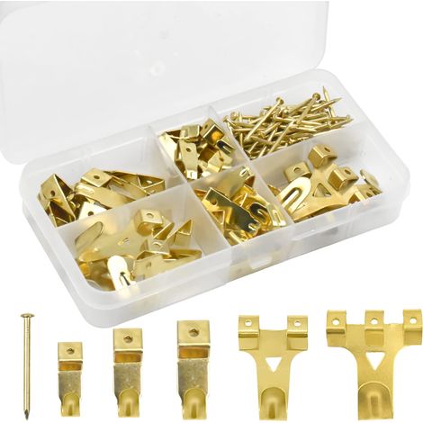 130 Pcs Crochet Tableau Mural Metal, Kit Suspension Cadre Photo avec Clous