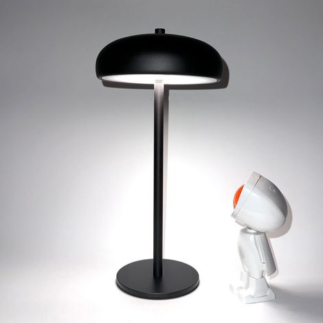 Lampe de table LED sans fil, lampe de bureau portable moderne, lampe de chevet rechargeable à intensité variable en 3 couleurs (noir) (1/5)