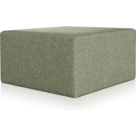 EVERGREENWEB Pouf poggiapiedi 83x83 cm per Divano Sgabello Cubo, tessuto Idrorepellente: Pouf design moderno per soggiorno camera da letto, Puff salotto, Pouffe Rubino VERDE (1/4)