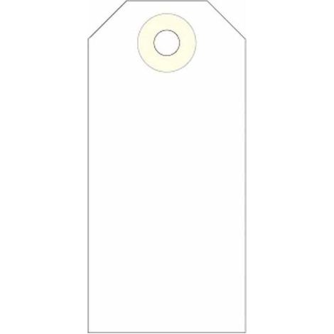Etiquetas colgantes con arandela en color crema tamaño 80 x 38 mm. Cada caja incluye 1.000 etiquetas. Etiquetas de escritura manual con arandela refor