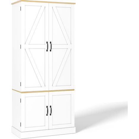 Armadio alto da cucina in MDF bianco 80 x 40 x 180 cm con sensore di movimento (1/5)