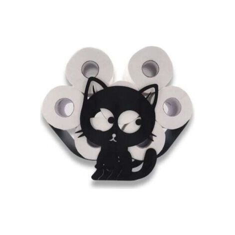 (Noir) Support de Rouleau de Papier Toilette Porte-Papier en métal Stockage de Papier en Forme de Chaton pour Salle de Bain