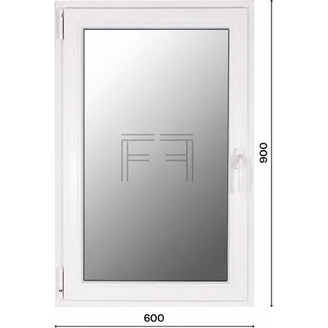 Fintex-finestra in PVC bianco singola anta 600x900 apertura a sinistra, doppio vetro, PROFILO A L (1/3)