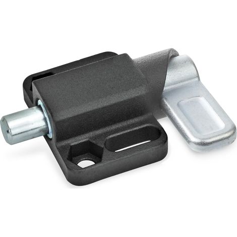 Verrou à ressort, noir, courbe de verrouillage Boulon gauche : 20 mm (1/4)