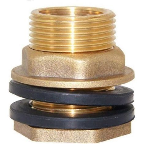 Raccord de réservoir d'eau en laiton massif. 1" femelle et 1-1/4" mâle. pour traversée de cloison