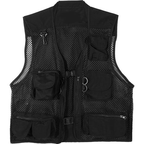 Gilet Utilitaire Extérieur - Maille Respirante - Fermeture À Double Boucle - Noir - Taille XL (1/5)