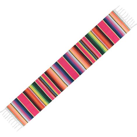 Mexikanische Seidentischdecke, 35,5 x 213 cm, handgewebte Baumwolle mit Quasten, Dekoration für Hochzeiten/Picknicks
