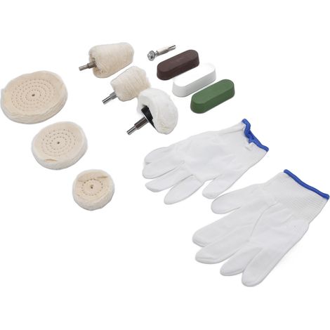 Kit de polissage 11 pièces avec disques et tampons feutre pour cuivre et meubles métalliques