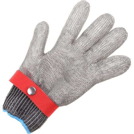 Gants résistants aux coupures, Gants de travail en acier inoxydable résistants aux coupures Maille métallique anti-coupure Boucher Cuisine Mitaines de protection for la pêche en plein air S'appliquent (1/5)