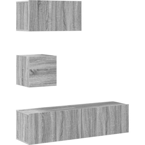 Maison Exclusive - 4-tlg. TV-Schrank-Set Grau Sonoma Holzwerkstof (1/5)