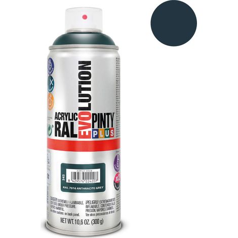 Peinture en aérosol 520cc RAL 7016 gris anthracite – Acrylique à séchage ultra-rapide – Adhère sur bois, métal, pierre – Finition lisse et uniforme (1/6)
