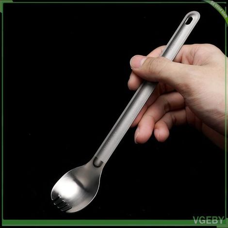 Cuillère spork en titane - FAFEICY - Long manche - Finition mate - 21,8 cm - 19 g (1/5)