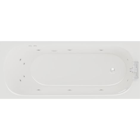 Compact 1600mm x 700mm 12 Jet Chrome Flat Jet Single Ended Whirlpool Bath (1/5)