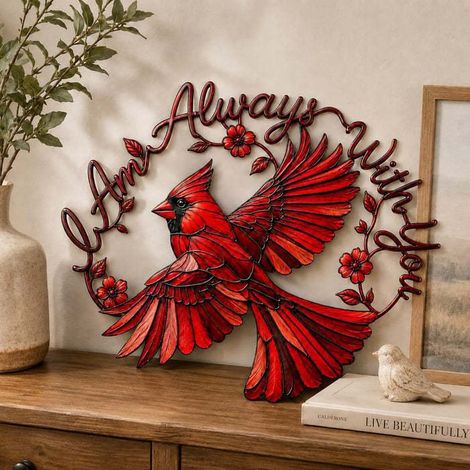 New and stylish Cardinal Metal Wall Art Red Sparrow Metal Pendant, 16 inches - Red Sparrow Metal Pendant