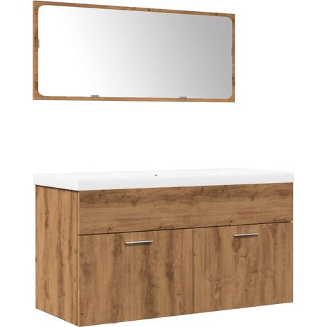 Maison Exclusive - 3-tlg. Badmöbel-Set Artisan-Eiche Holzwerkstof