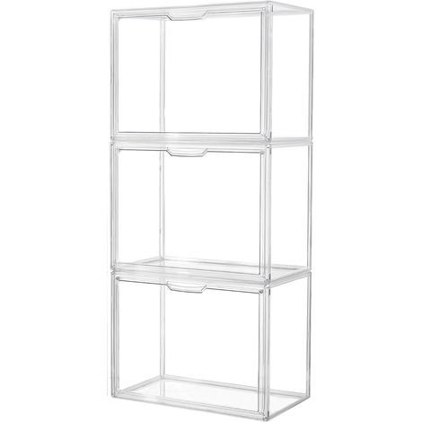 Lot de 3 organiseurs de rangement en plastique transparent pour sac à main avec porte magnétique, bacs de rangement anti-poussière pour livres, jouets, chapeaux (transparent) (1/5)
