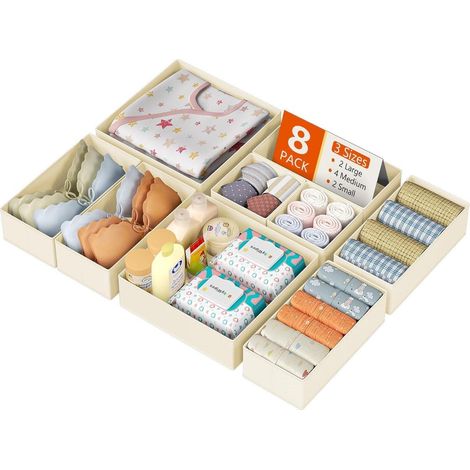 Schubladen Organizer Unterwäsche Socken Krawatten 8 Stück Beige (1/5)