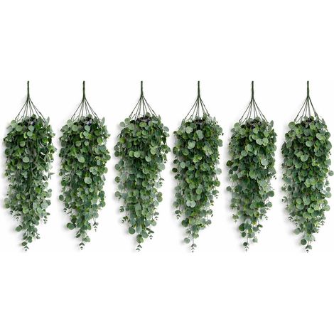 Pack of 6 x 75cm Artificial Trailing Round Botanik Hanging Foliage Plant - Soft Eucalyptus Green - Premium Quality (1/5)
