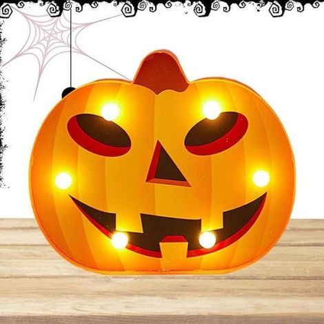 Lampe Citrouille Halloween - 6 LED - Alimentation Piles AA - Orange - 1 Pièce (1/4)
