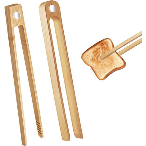 2 Pièces Pince en Bois pour Grille Pain 22cm,pour Toasts,Muffins,Bacon et Fruits (1/5)