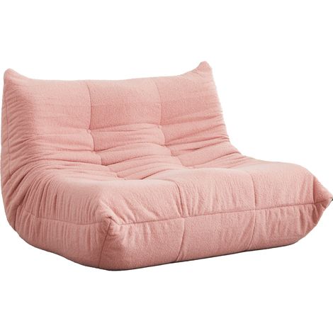 Canapé chenille rembourré mousse, fauteuil lounge de sol sans accoudoirs, chaise déco cheminée, sofa confortable petit salon cosy, chambre cocooning et bureau (1/5)