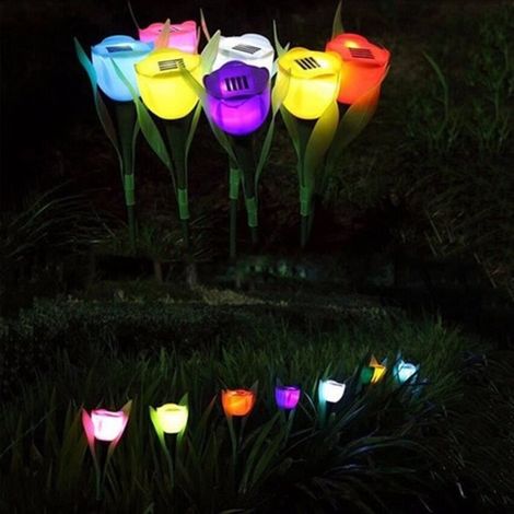 4Pcs / Lot jardin extérieur solaire romantique Garden Home Lawn Solar Powered Tulip Flower Light lampe à LED (1/4)