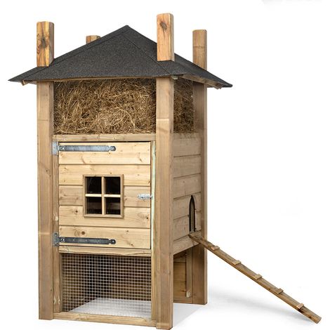 Fatmoose Hühnerstall Henhouse Haven aus Holz mit Auslauf - 110x110x190 cm