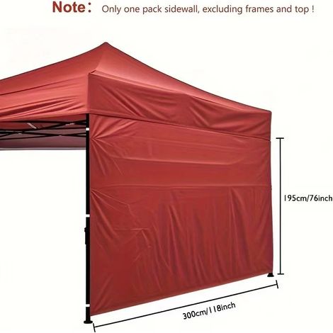 (Rouge, 3x1,95m) Paroi latérale pare-soleil pour tentes de gazebo pliables 3M, pieds droits, imperméable, tissu Oxford en polyester. (1/4)