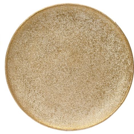 Kaemingk – Assiette décorative aspect ancien à paillettes – Fer doré, Ø 28,5 cm (1/2)