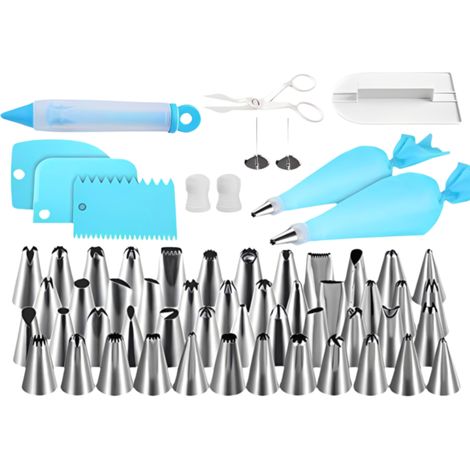 Douille Patisserie - 48 Embouts Acier Inoxydable - 3 Coupleurs Standards - 3 Poches Réutilisables - Kit Complet 65 Pièces