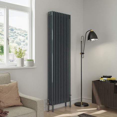 Warmehaus Traditional 4 Column Anthracite Radiator Cast Iron Style Radiators 1800x560mm