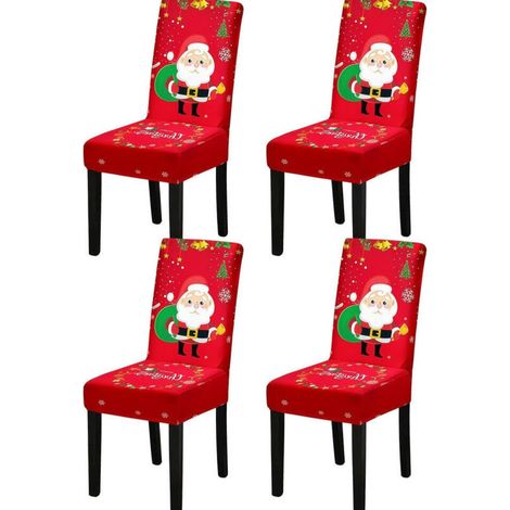 Weihnachtliche Stuhlhussen, 4er-Set Stretch-Stuhlhussen, Weihnachtsdekoration, Stuhlschoner (1/5)