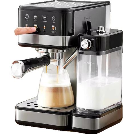 Cafetera espresso, presión de bomba de 20 bares, 1350 vatios, dimensiones 31,75 x 25,4 x 38,1 cm, espumador de leche automático, control de temperatura NTC. (1/5)
