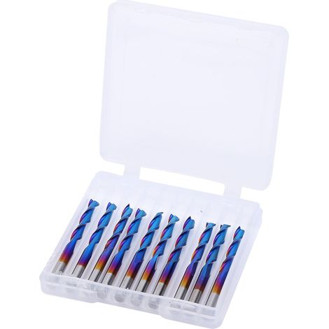 Jeu de 10 fraises carbure 2 dents, queue 3,175mm, coupe spirale plate 20mm, revêtement bleu, acier tungstène, pour défonceuse et fraisage CNC (1/5)