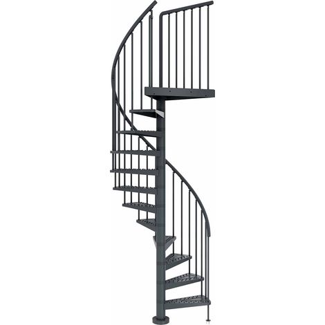 Dolle Spindeltreppe Außentreppe Gardenspin Toronto Anthrazit 246,0-282,0cm Geschosshöhe Ø125cm Anthrazit 11 Stufen