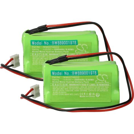 vhbw 2x batería compatible con ABM SCKBU013(SC), WK(G)(X)D013(SC), WEF(R)023SC vía de evacuación (2000 mAh, 4,8 V, NiMH)