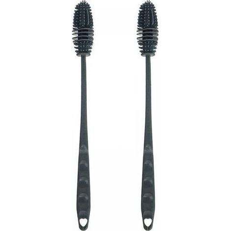 Set di 2 spazzole per biberon in silicone con manico lungo da 28 cm (grigio) (1/5)
