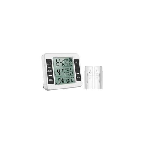 Kühlschrank-Gefrierschrank-Thermometer, kabelloses Kühlschrankthermometer mit 2 Sensoren, akustischem Alarm, Min/Max-Funktion für Küche und Restaurant (1/5)