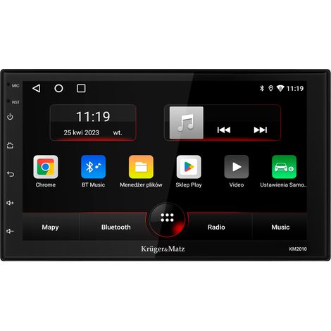 Autoradio Kruger&Matz 2DIN da 7" con CarPlay/Android Auto, Bluetooth, USB e AUX.