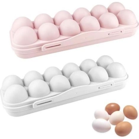 Contenitore per uova - Senza nome - Set da 2 - Plastica PP - 12 scomparti - Impilabile (1/4)