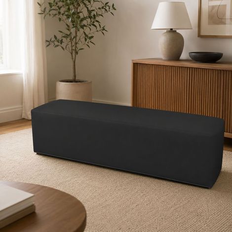 Dmora - Pouf Abra, Poltrona multiuso, Poltroncina sacco, Pouf poggiapiedi, Made in Italy, 180x40 h42 cm, Nero (1/4)