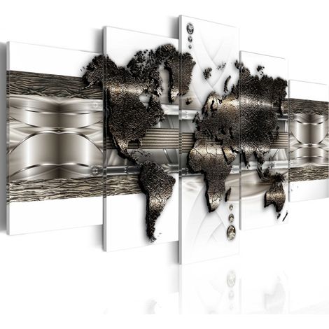 Tableau Imprimé "Metal World Map II" 50 x 100 cm (1/2)