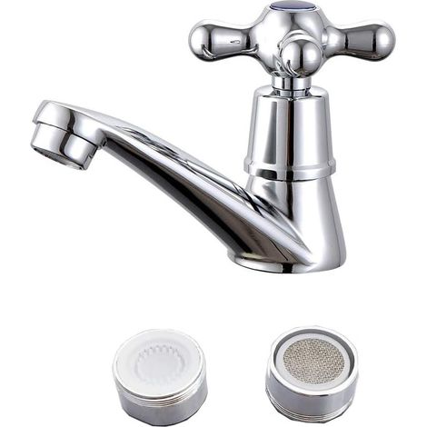 Mitigeur de lavaboRobinet d'eau Unique Froide Robinet d'eau, Robinet à Froid Simple Chromé Bassin Robinet d'eau, pour Maison Salle Bain WC Lavabo Bassin la Cuisine,Avec Filtre (1/5)