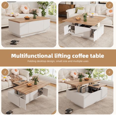 Moderner Couchtisch mit Doppel-Hebemechanismus, verstecktem Stauraum – Belastbar bis 50 kg (1/5)