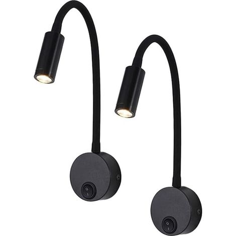Lot de 2 lampes de lecture pour lit – Applique murale moderne et minimaliste, spot flexible à col de cygne, éclairage de travail, idéal pour la maison, l'hôtel ou le chevet (lumière chaude 3 000 K) (1/5)