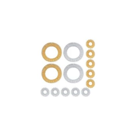 14-teiliges Massage-Set (10 Ringe, 4 Armbänder), Akupressurringe für Jugendliche und Erwachsene, Handgelenkmassagegerät zur Stressreduzierung, Gold und Silber – Crezuo
