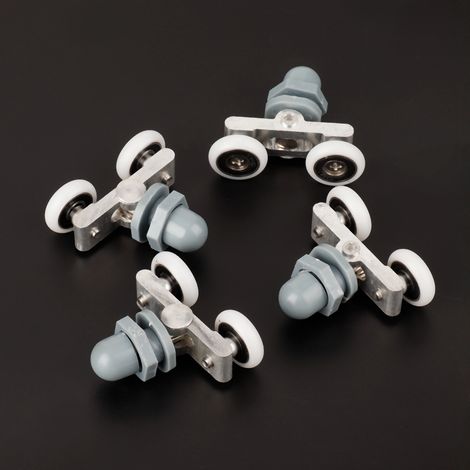 4 Stück robuste Doppelschiebetürrollen für Badezimmerglastüren (23 mm) (1/5)