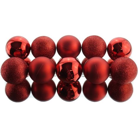 Bruchfeste Weihnachtskugeln Christmas Red rot Ø 6 cm aus Kunststoff - 10er Set (1/2)